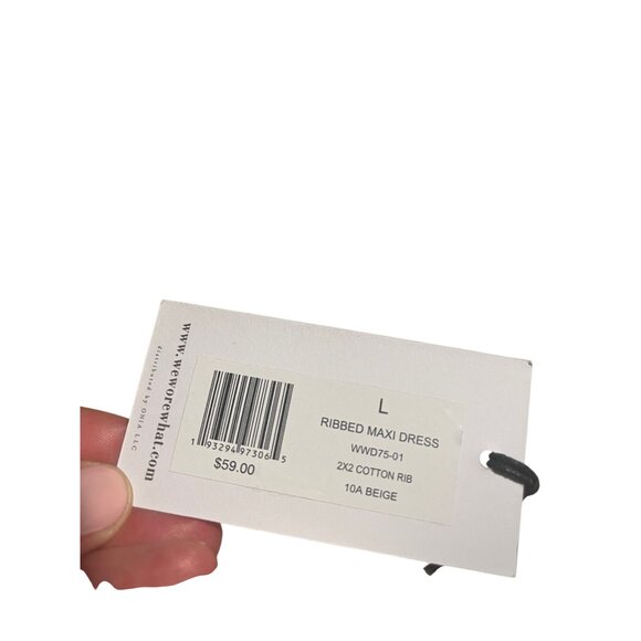 WeWoreWhat Ribbed Beige Maxi Dress With Adjustable Spaghetti Straps Cotton Blend - Picture 8 of 8